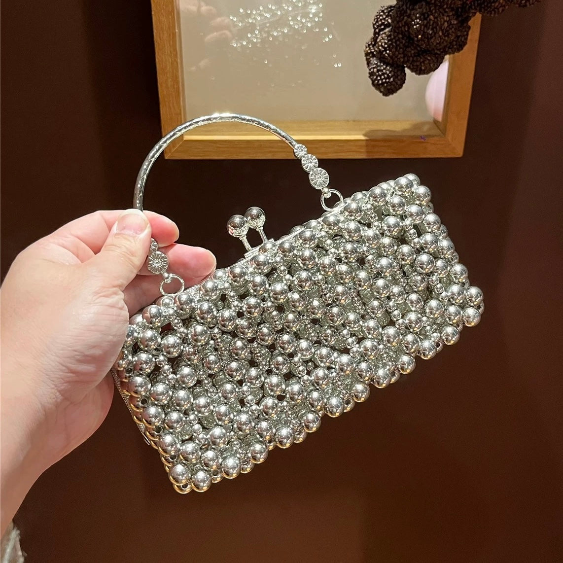 Long Silver Wallet Handheld Clutch