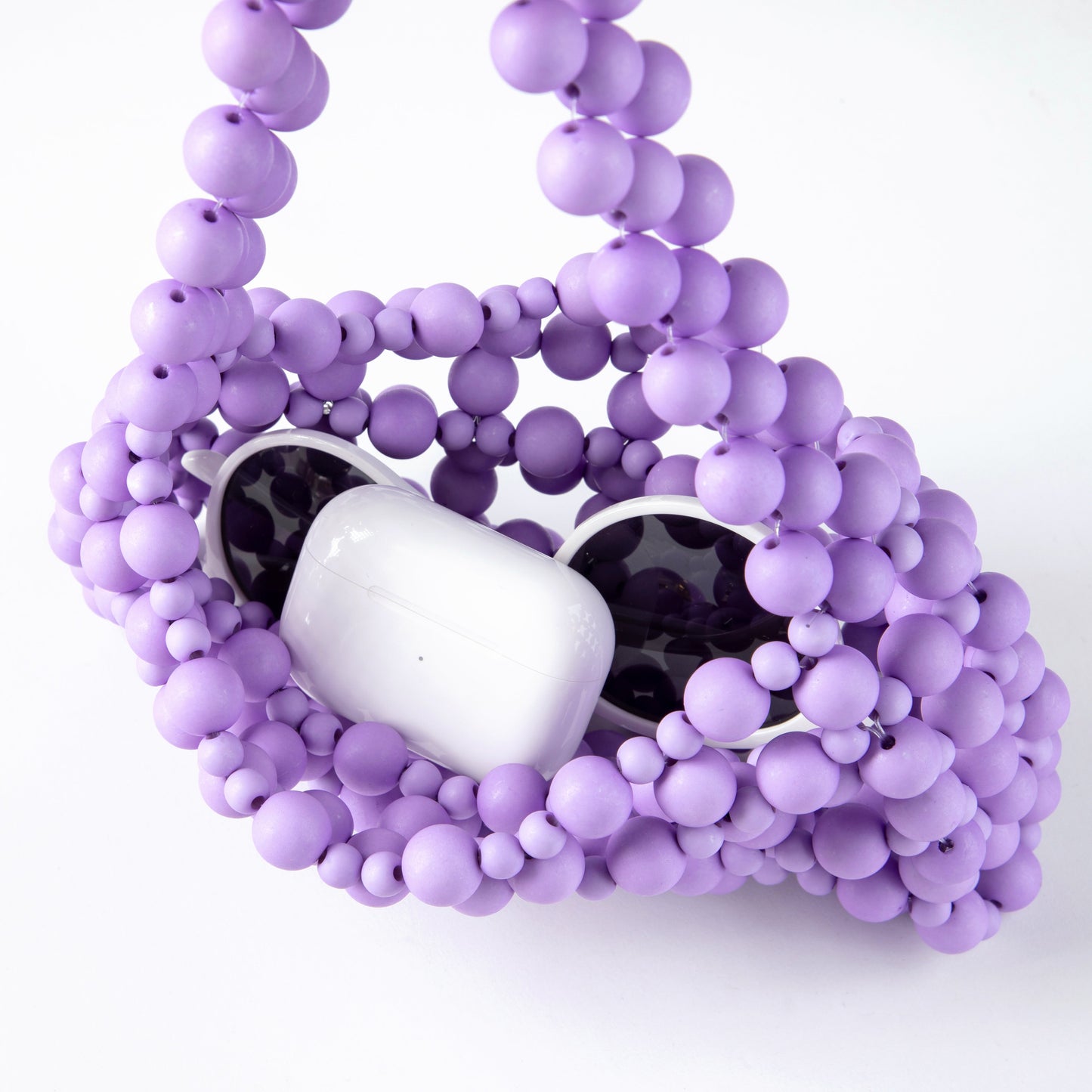 Rubber Purple Bead Pouch