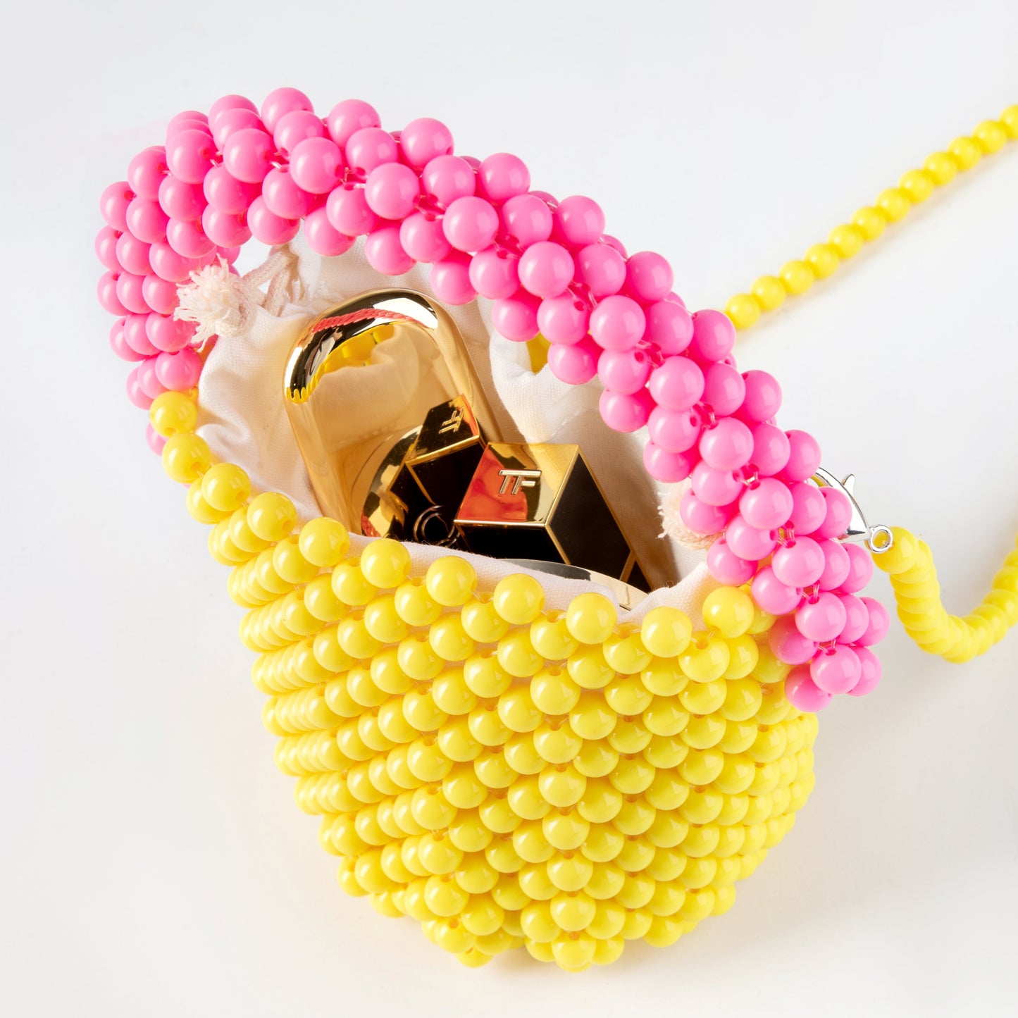Beaded Yellow Bucket