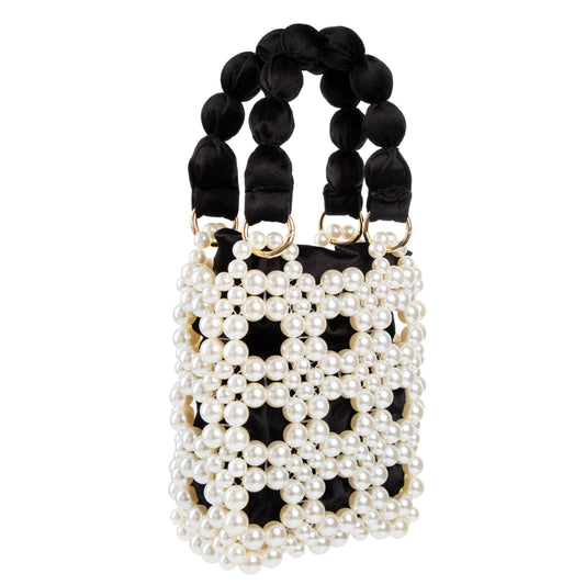Pearl Black Velvet Handbag