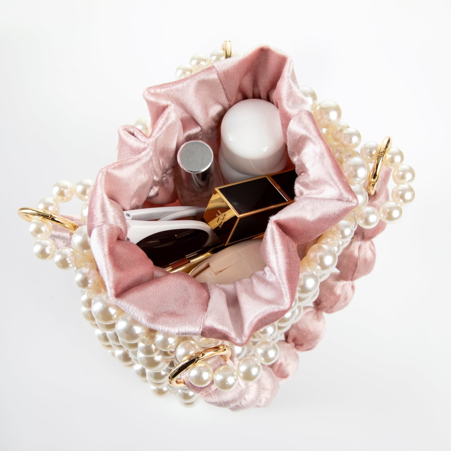 Pearl Pink Velvet Handbag