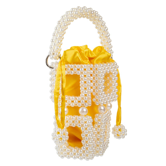 Pearl Square Hollow Gold Handbag