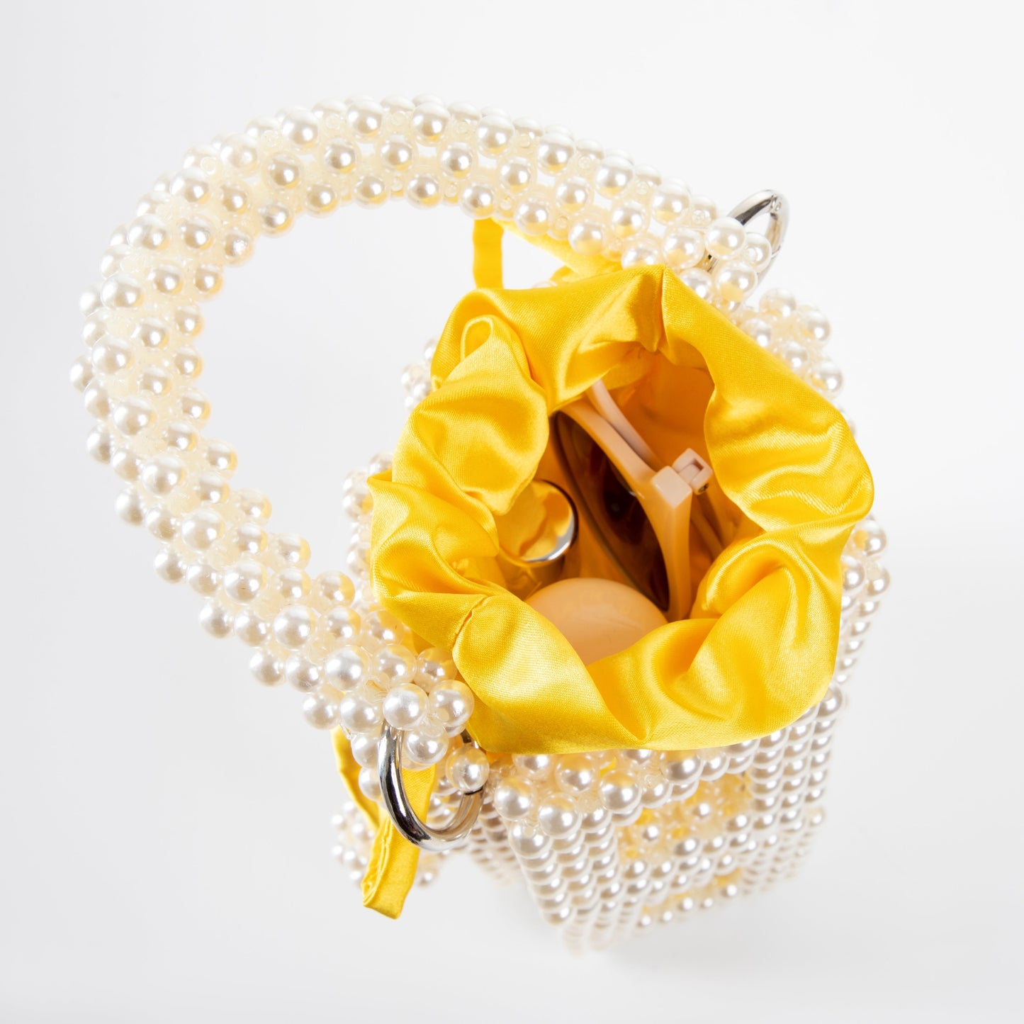 Pearl Square Hollow Gold Handbag