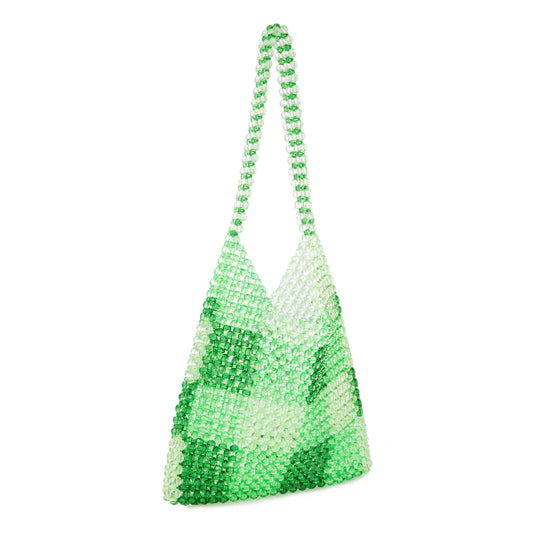 Check Underarm Green Beach Bag