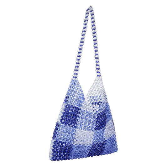 Check Underarm Blue Beach Bag