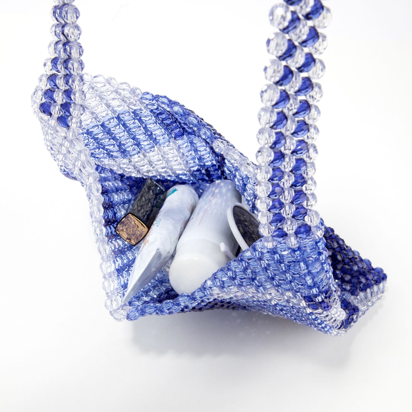 Check Underarm Blue Beach Bag