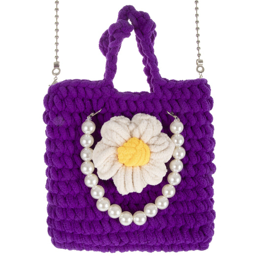 Pearl Handle Crochet Tote