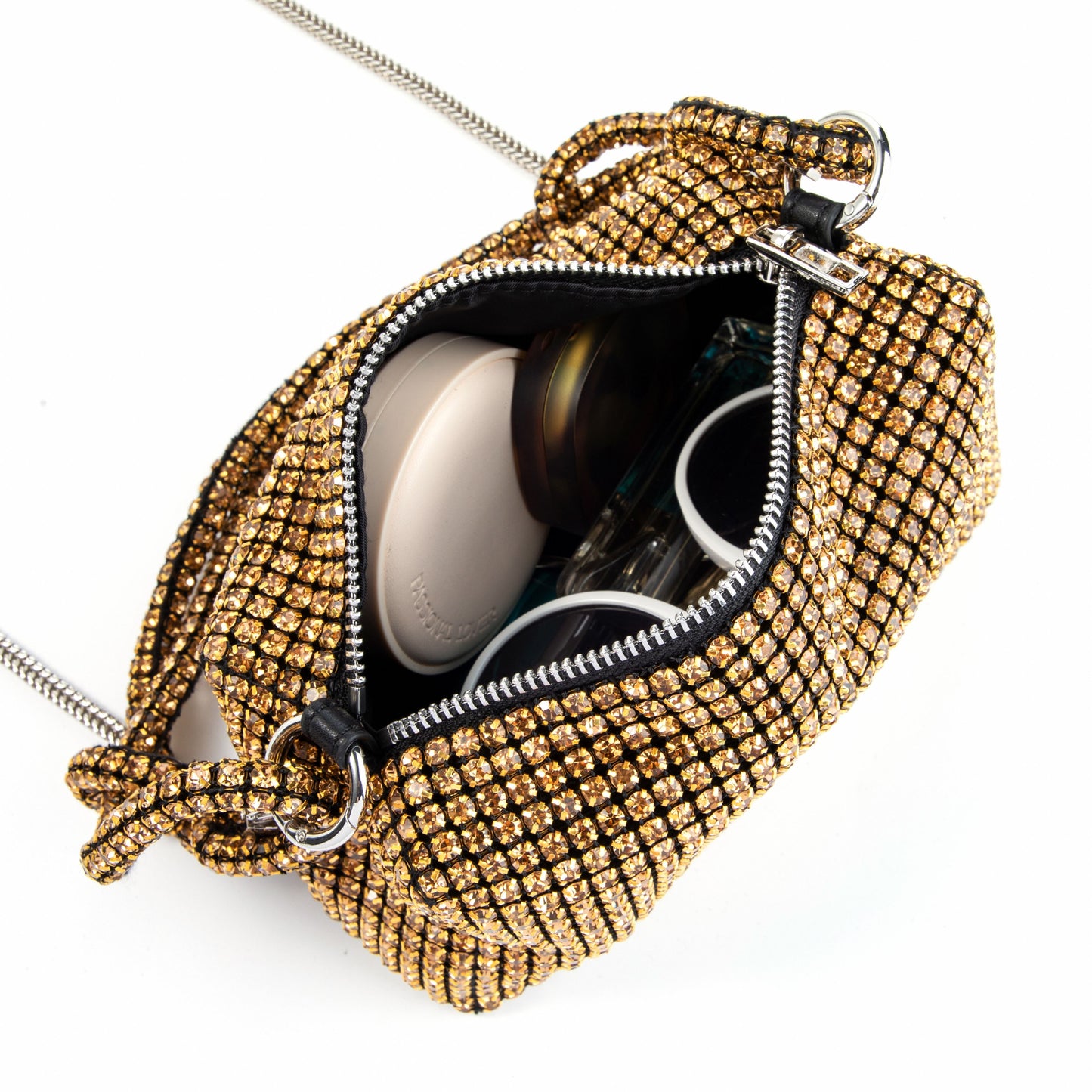 Rhinestone Box Knot Brown Bag