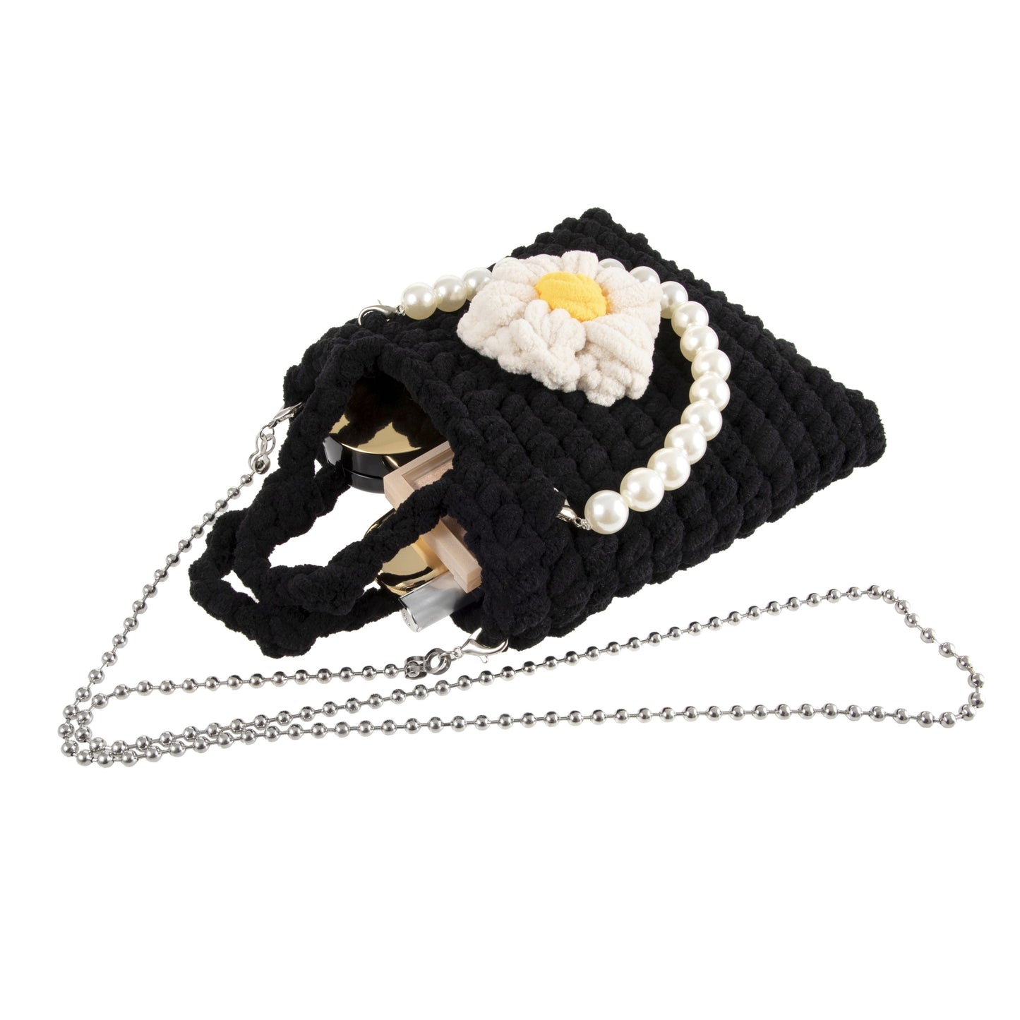 Pearl Handle Crochet Tote