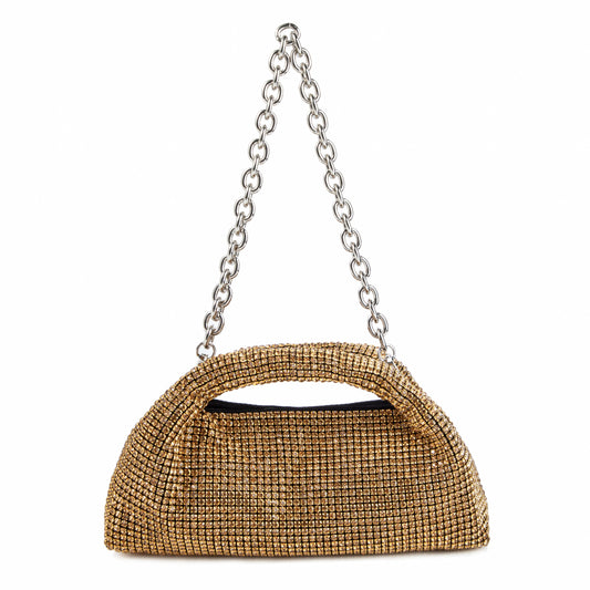 Rhinestone Brown Top Handle Purse