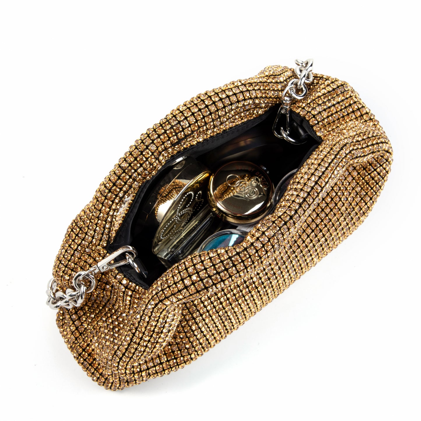 Rhinestone Brown Top Handle Purse