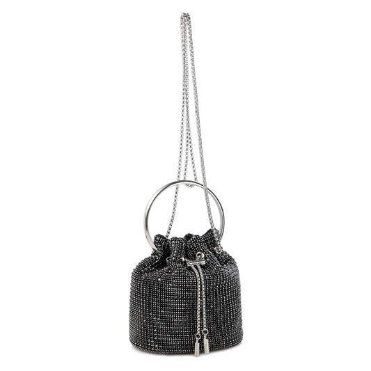 Ring Handle Rhinestone Black Bucket