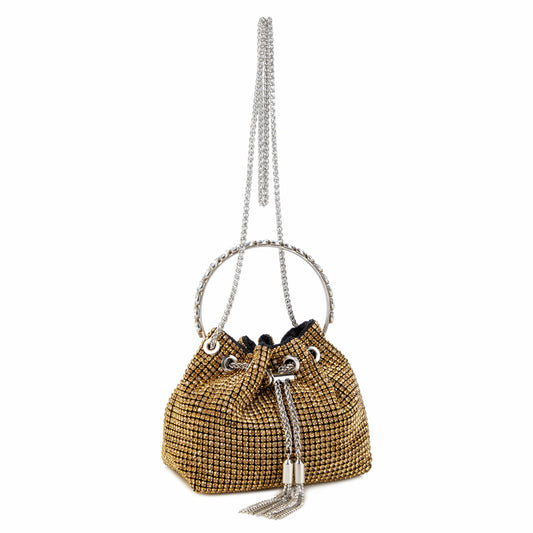 Rhinestone Tassel Brown Bucket