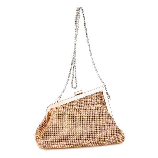 Rhinestone Angled Gold Clutch