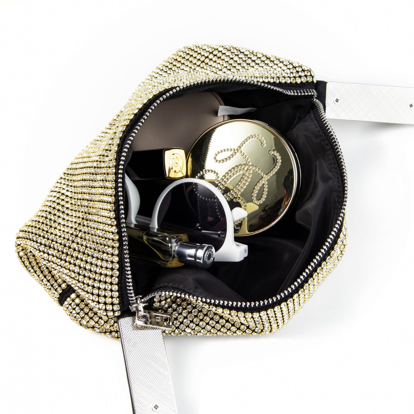 Metal Handle Sparkling Gold Clutch