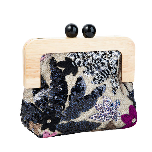 Sequin Embroidered Floral Purse
