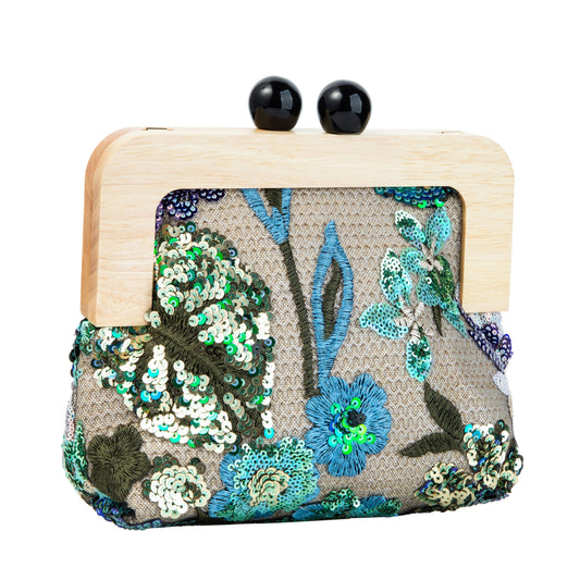 Sequin Embroidered Floral Purse