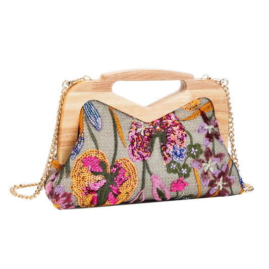 Sequin Embroidered Floral Handbag