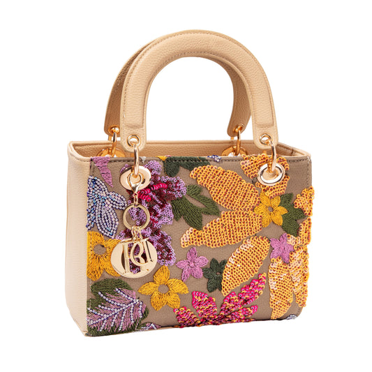 Yellow Box Sequin Leather Bag