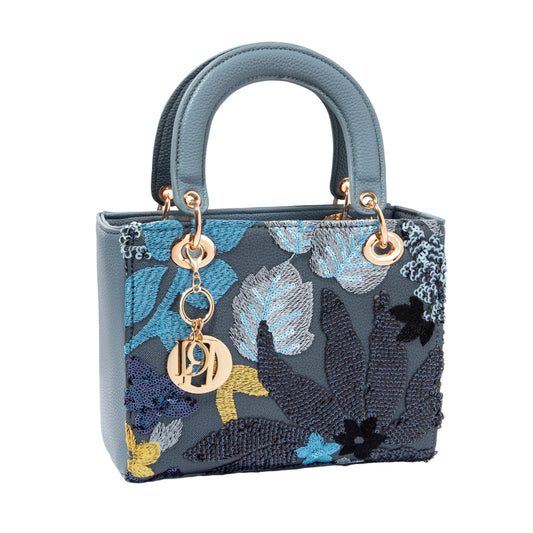 Blue Box Sequin Leather Bag