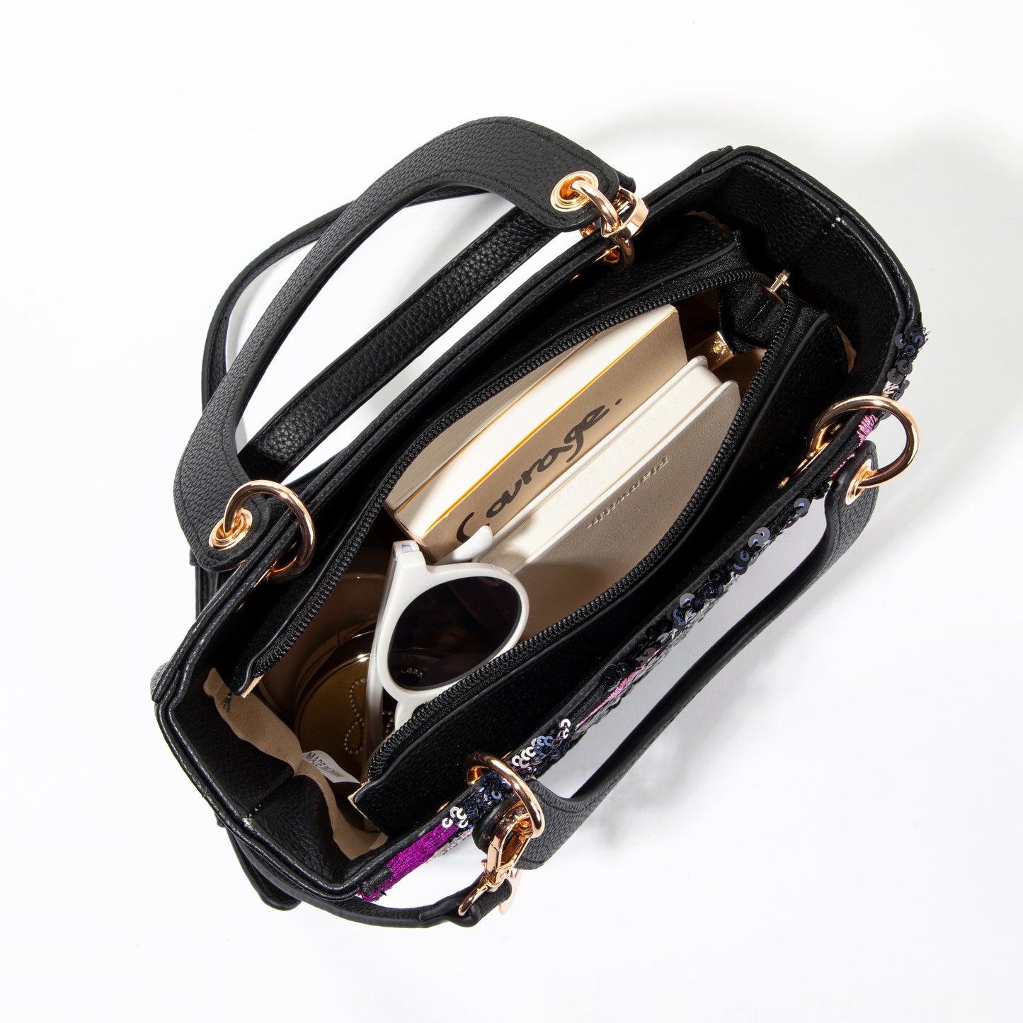 Black Box Sequin Leather Bag