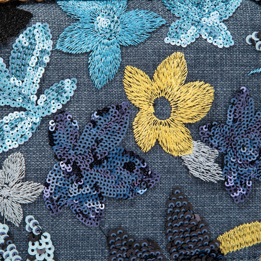 Blue Floral Sequin Shoulderbag