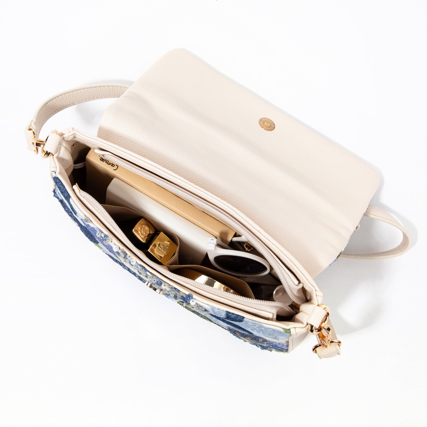 White Floral Flap Shoulderbag