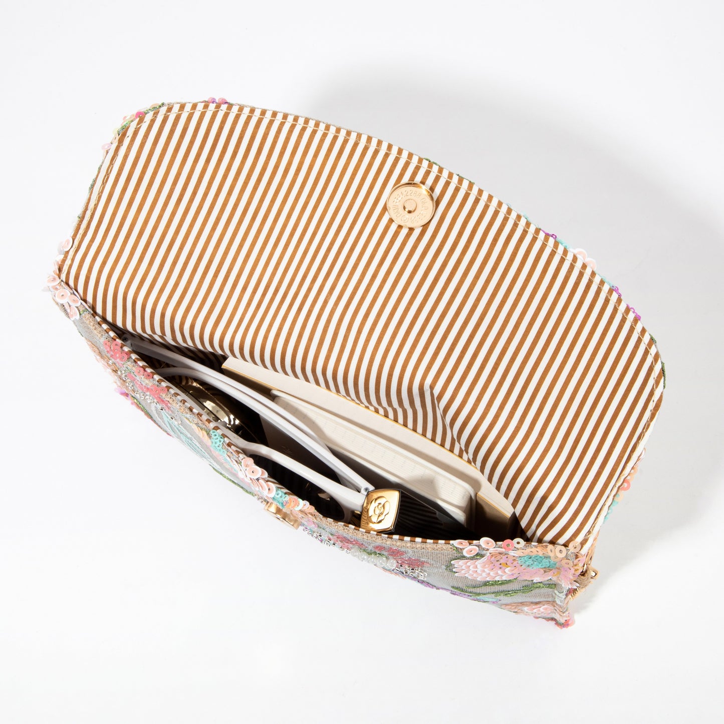 Leaf Embroidered Linen Envelope Bag