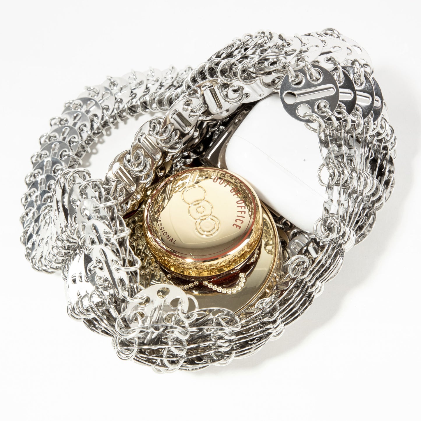 Silver Metal Disc Handbag