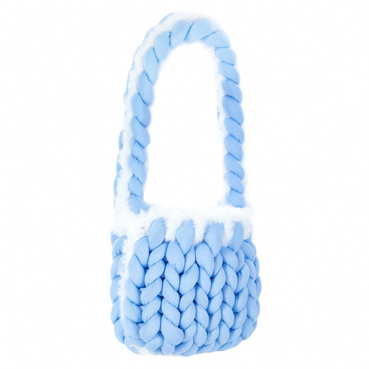 Velvet Handwoven Tote with Feather Trim