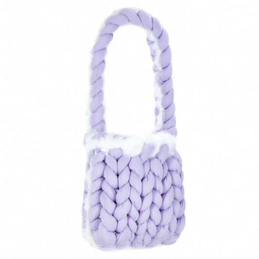 Velvet Handwoven Tote with Feather Trim