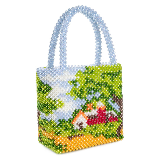 Beaded Countryside House Tote