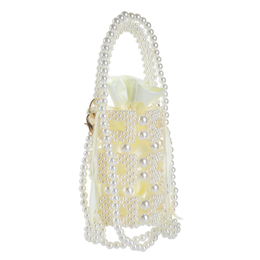 Pearl Square Hollow White Handbag