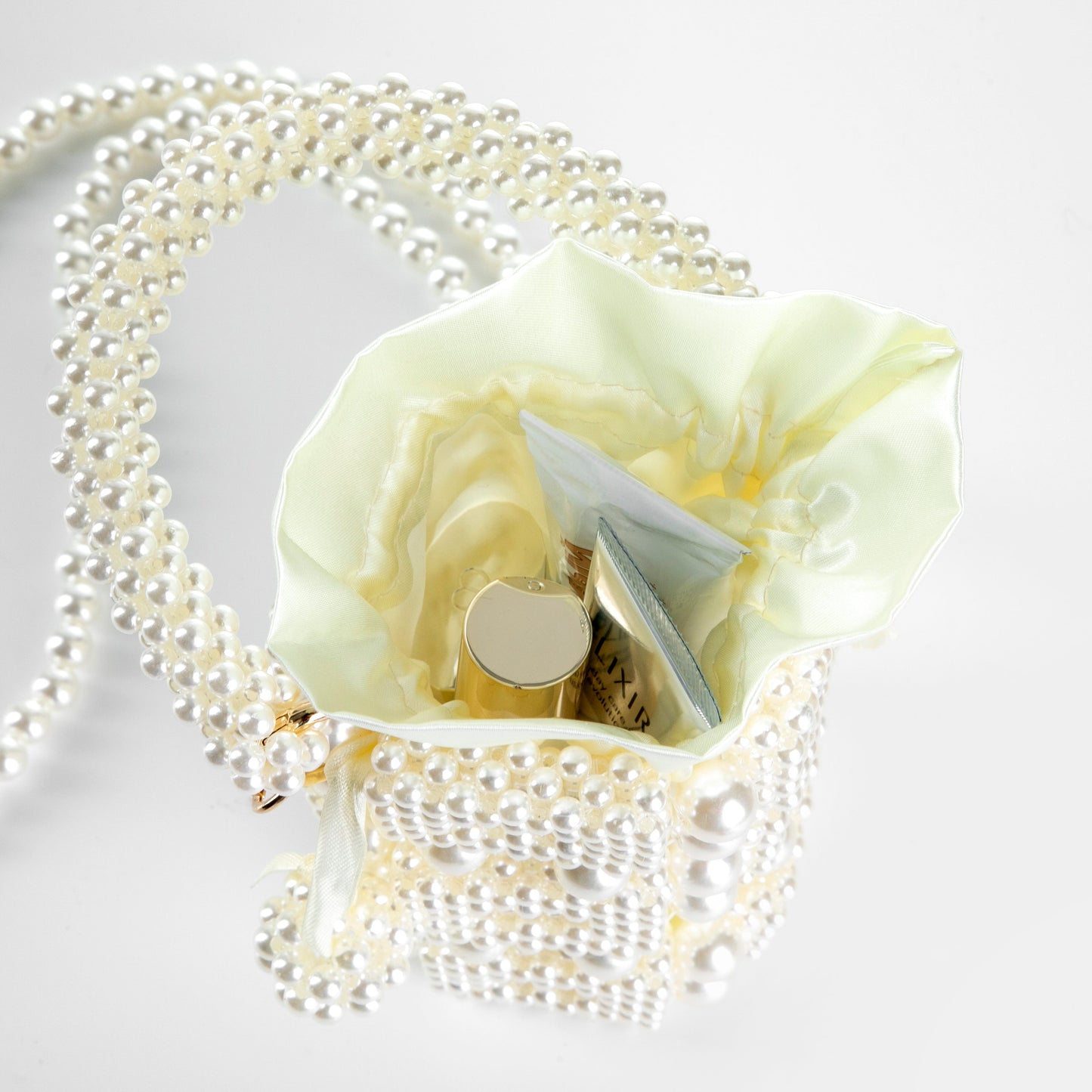 Pearl Square Hollow White Handbag