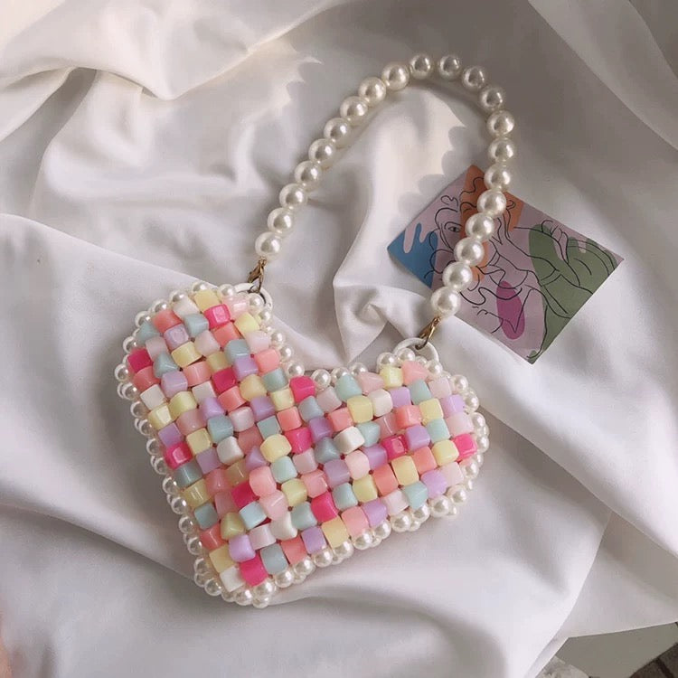 White Heart Wristlet