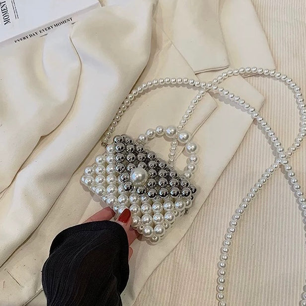 Mini Silver White Crossbody Bag