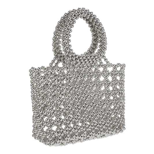Round Handle Silver Tote