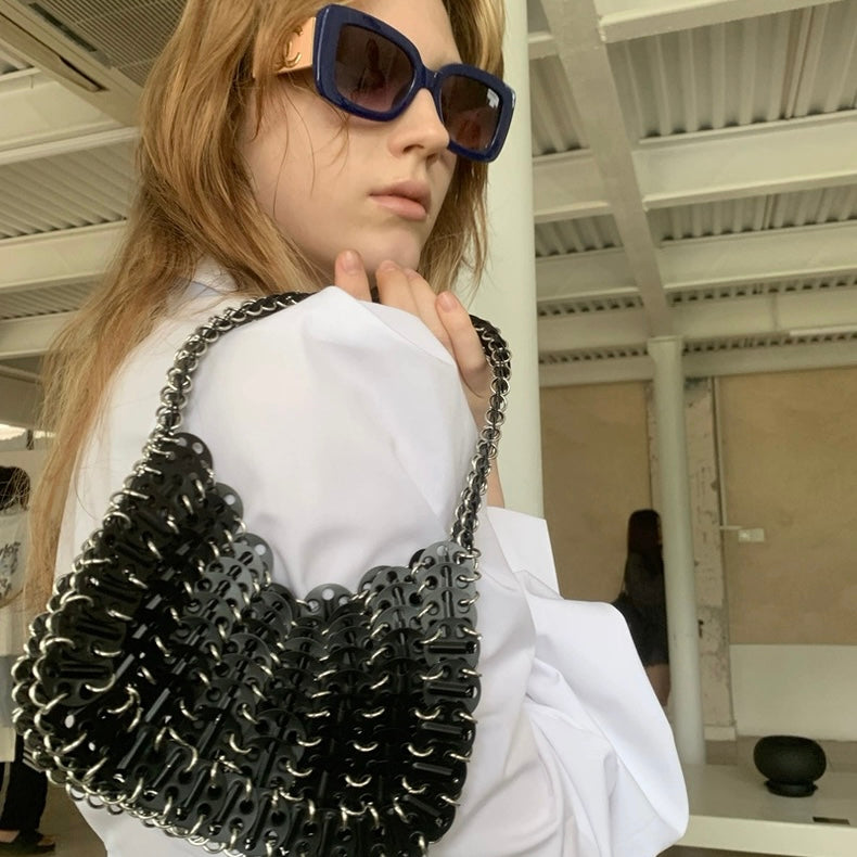 Black Metal Disc Handbag