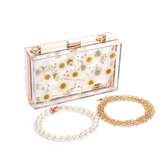 Daisy Inlay Acrylic Clutch