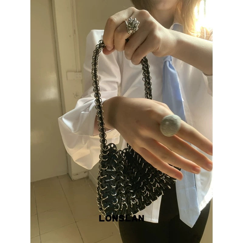 Black Metal Disc Handbag
