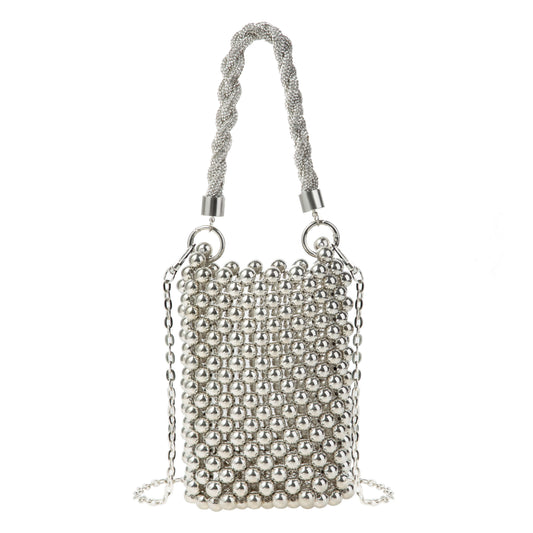 Metal Handle Silver Phone Bag