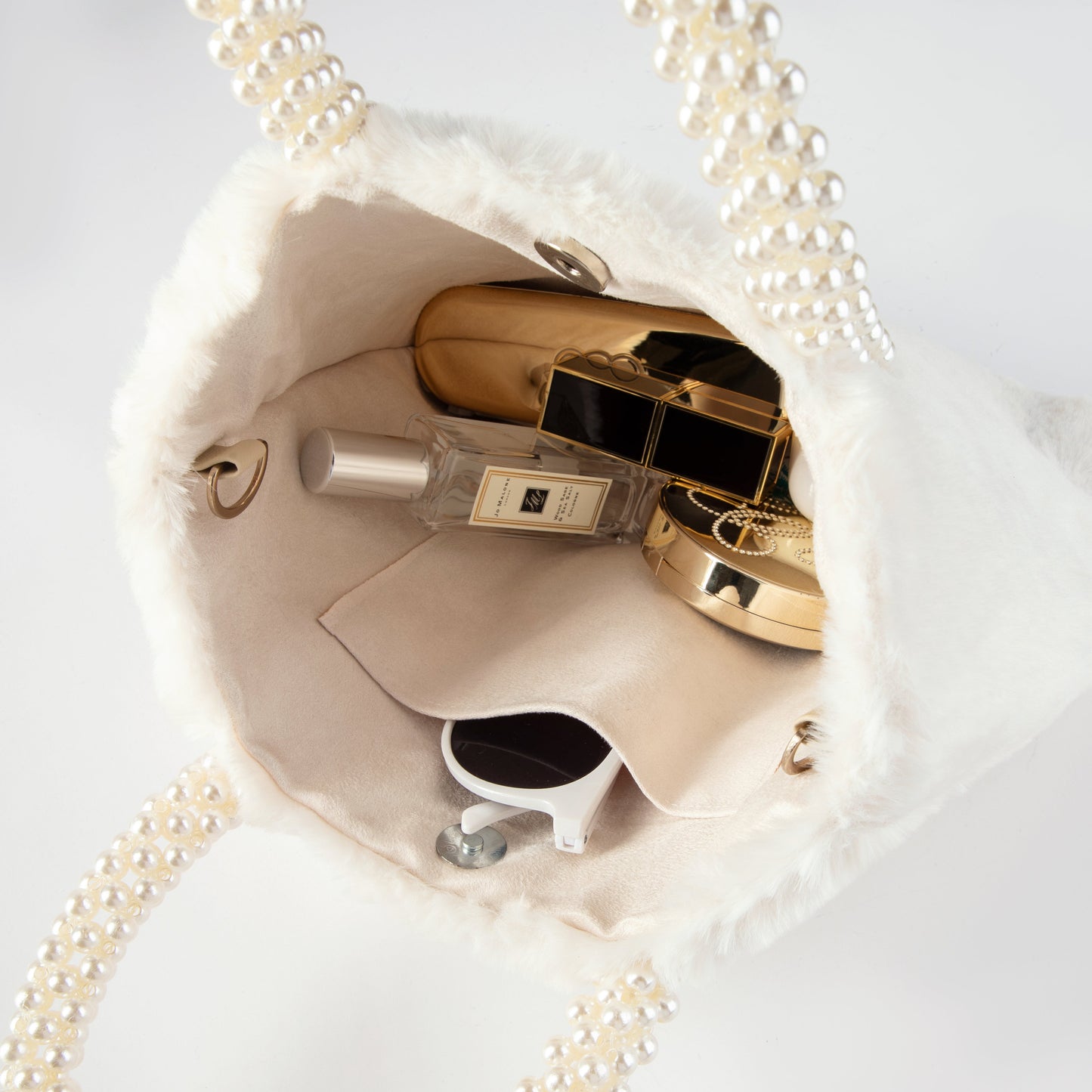 Pearl Handle Fuzzy Tote