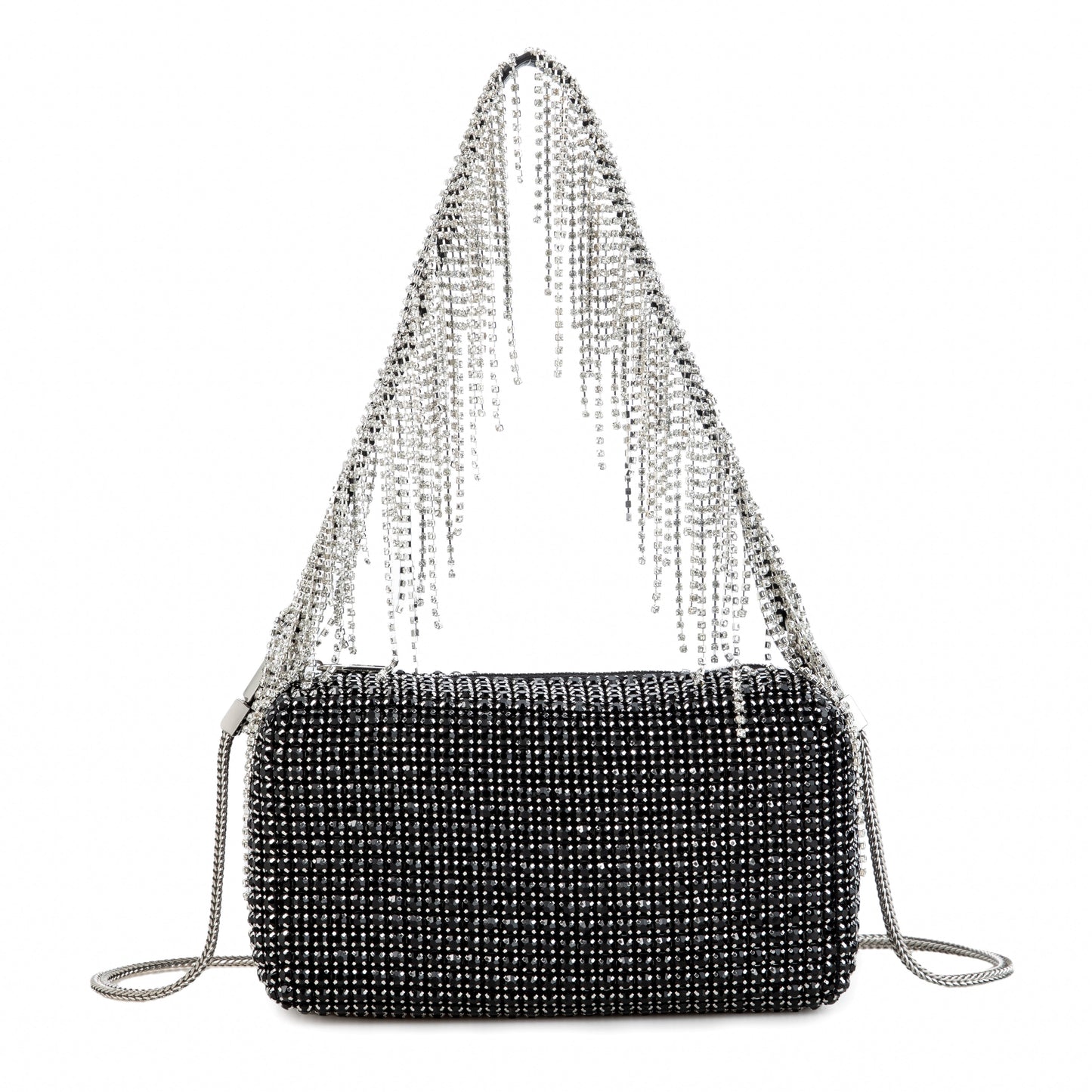 Rhinestone Tassel Black Purse