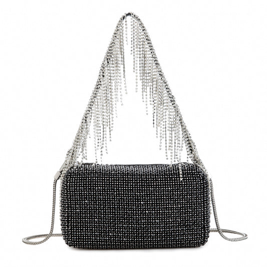 Rhinestone Tassel Black Purse
