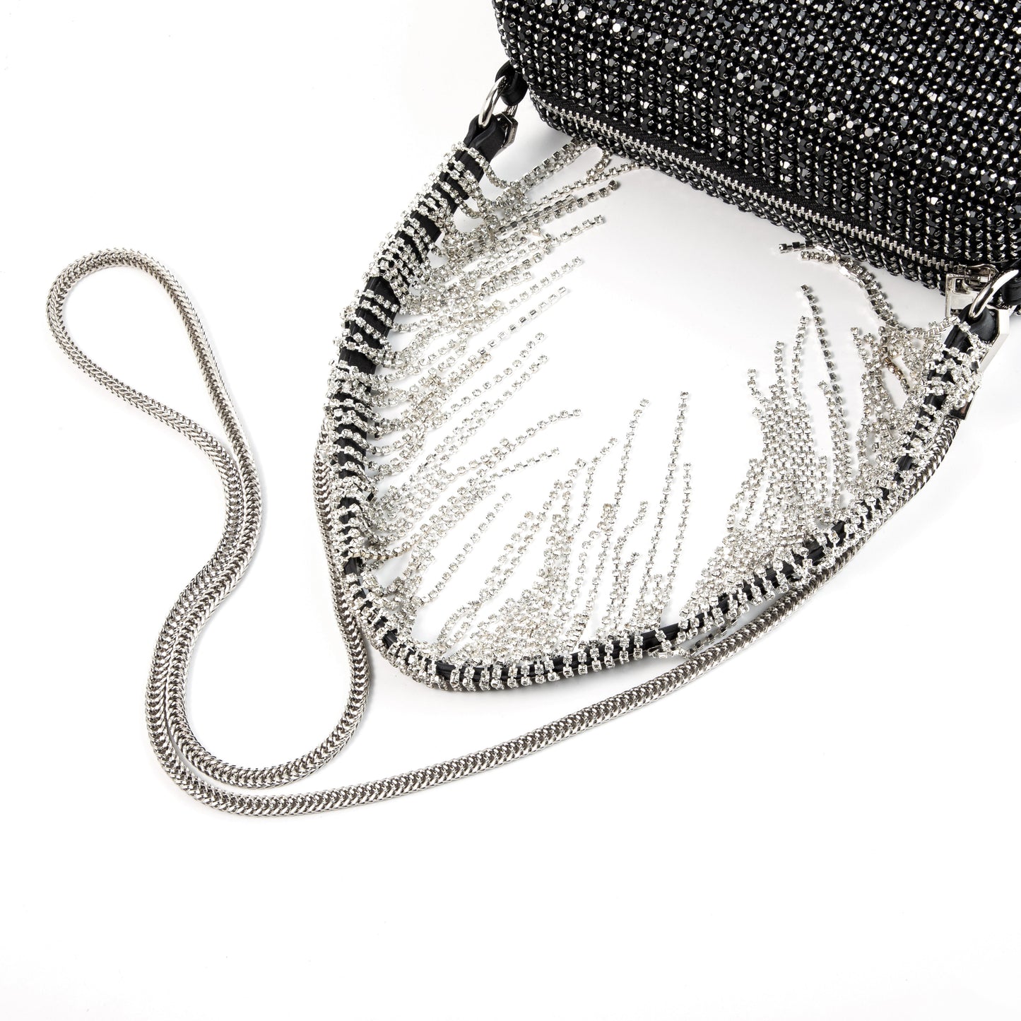 Rhinestone Tassel Black Purse
