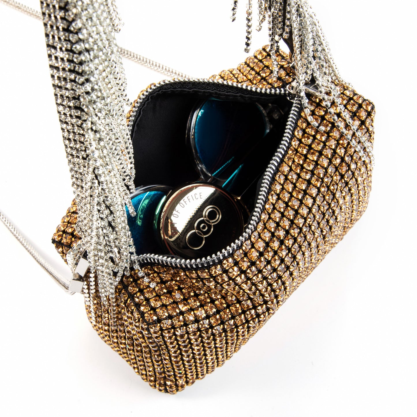 Rhinestone Tassel Brown Purse