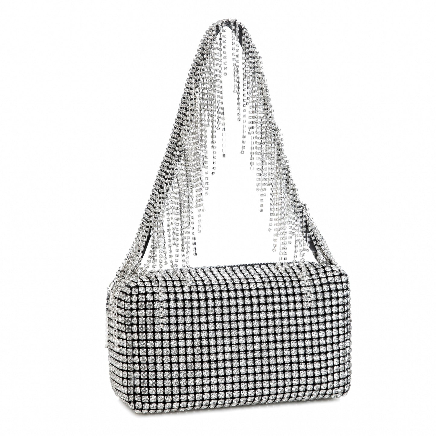 Rhinestone Tassel Silver Purse