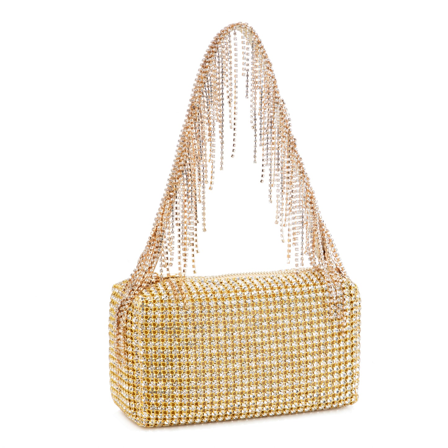 Rhinestone Tassel Gold Purse