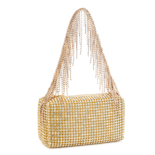 Rhinestone Tassel Gold Purse