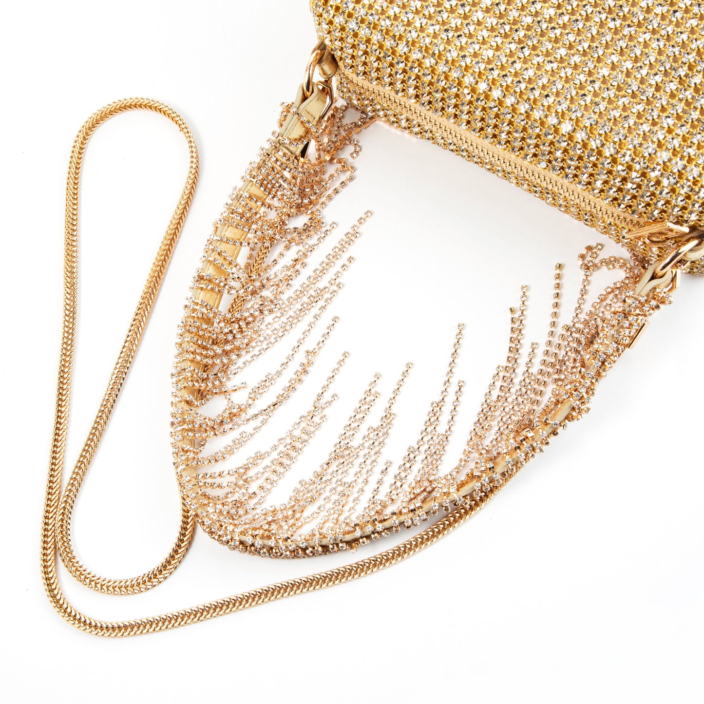 Rhinestone Tassel Gold Purse